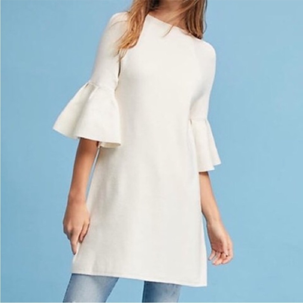 Anthropologie Moth Chester Cream White Sweater Tunic Dress Large